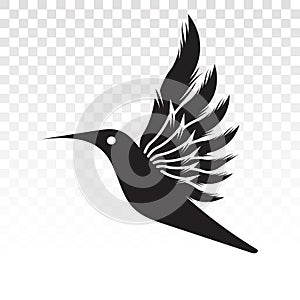 Flying bird - dove or pigeon spreads its wings - vector flat icon on a transparent background