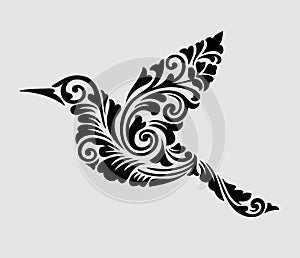 Flying bird floral ornament decoration