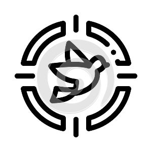 Flying Bird At Gunpoint Icon Thin Line Vector