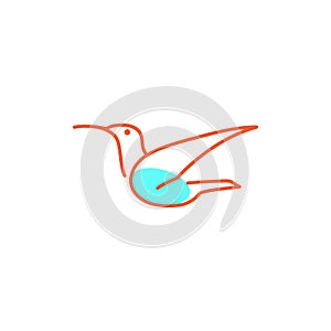 Flying bird line art creative logo template vector illustration