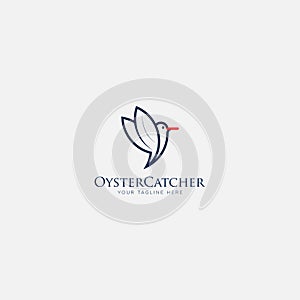 Flying bird line art, oyster catchers bird logo