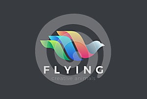 Flying Bird Logo design vector. Dove Swan Pigeon L