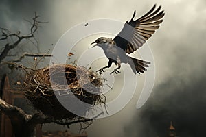 The Flying Bird's Return to Safeguard the Nest