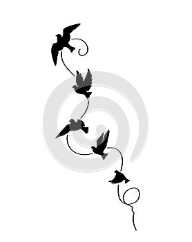 Flying birds in harmony, illustration