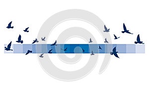 Flying birds silhouettes on isolated background. Vector illustration. isolated bird flying. tattoo and wallpaper background design