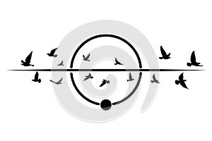 Flying birds silhouettes on isolated background. Vector illustration. isolated bird flying. tattoo and wallpaper background design