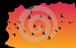 Flying birds silhouettes on white background. Vector illustration. isolated bird flying. tattoo and wallpaper background design