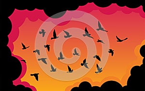 Flying birds silhouettes on white background. Vector illustration. isolated bird flying. tattoo and wallpaper background design