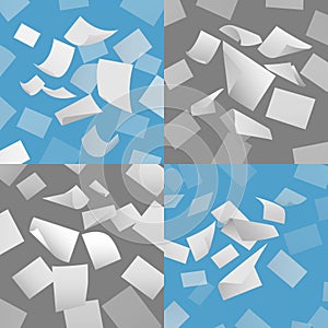 Flying blank paper sheets vector set
