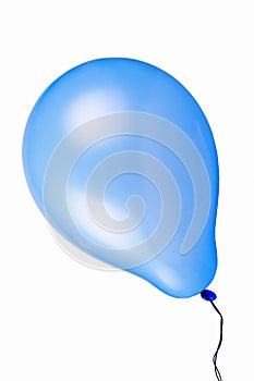 Flying blue balloon isolated on white background