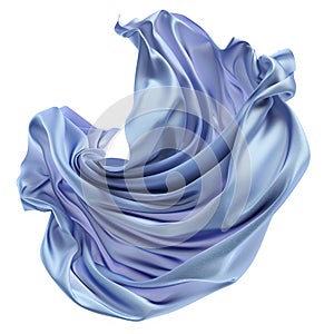 flying blue drapery fabric isoalted on a white background, AI Generative