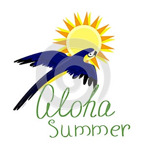 Flying bright blue-yellow parrot macaw isolated vector image