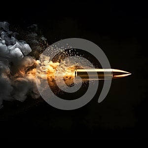 Bullet on a black background in smoke
