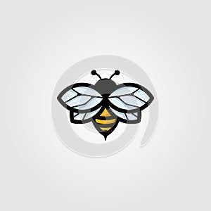 Flying bumblebee logo mascot vector vintage illustration design photo