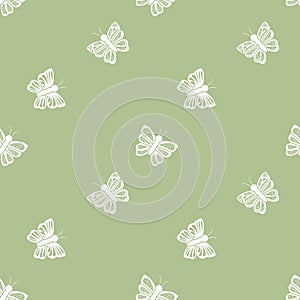 Flying butterfly seamless pattern in retro style