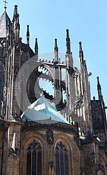 flying buttress of Saint Vitus Cathedral in Prague in Czech Repu
