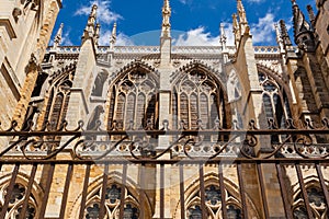 Flying buttresses detail in the cathedral of Leon Spain