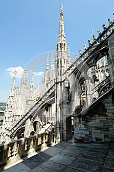 Flying buttresss, Milan cathedral, Lombardy, Italy