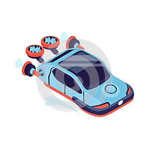 Flying Car Isometric Composition