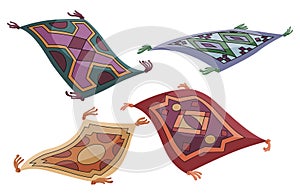 flying carpet vector illustration collection set