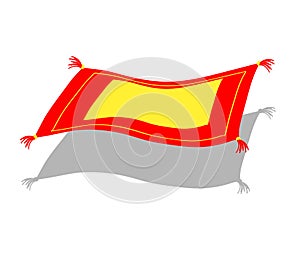 Flying carpet on a white background. Cartoon.