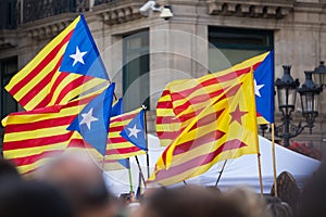 Flying Catalonia flags