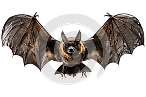 Flying cave bat isolated on white background
