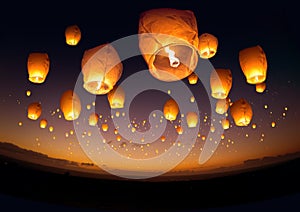 Flying Chinese Lanterns photo