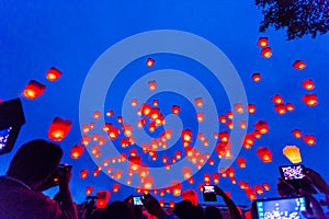 Flying Chinese Sky Lanterns