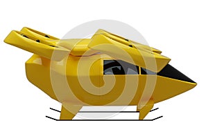 Flying city transport, city car drone Isolated on a white background. Car with propellers. 3D illustration, 3D rendering, copy