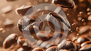 The flying coffee beans.AI generated image