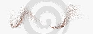 Flying coffee or chocolate powder, dust particles in motion, ground splash i