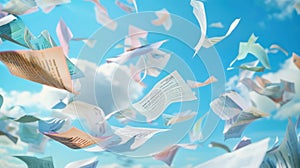 The Flying Colorful Papers.AI generated image