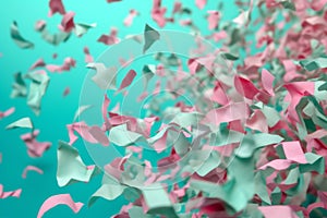 flying colorful party festive confetti background carnival blue event birthday celebration. Generative AI.