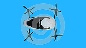 flying copter car, drone. future concept. Green screen isolate. 3d rendering.