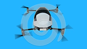 flying copter car, drone. future concept. Green screen isolate. 3d rendering.