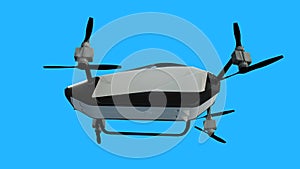 flying copter car, drone. future concept. Green screen isolate. 3d rendering.