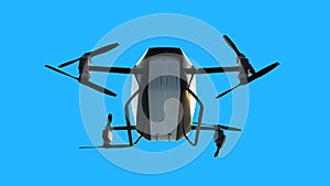 flying copter car, drone. future concept. Green screen isolate. 3d rendering.