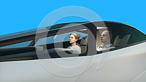 flying copter car, drone. future concept. Green screen isolate. 3d rendering.