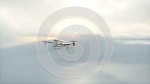 flying copter car, drone with people. future concept. 3d rendering.