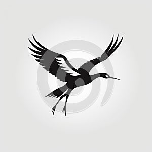 Flying Crane Bird Logo: Symbolic Graphic Art In Cambodian Style