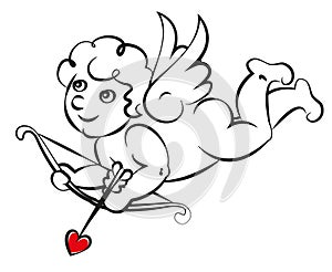 Flying Cupid with bow and arrow