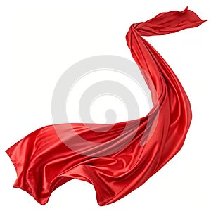 Flying 3D red drapery fabric cloth isolated on white background photo