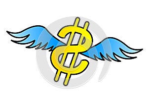 Flying dollar money concept