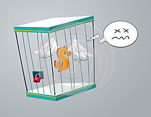 Flying dollar trapped in a cage