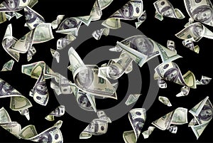 Flying dollars isolated