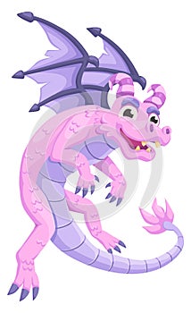 Flying dragon. Cartoon fantasy monster. Funny mascot