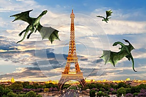 Flying Dragons, Eiffel Tower, Paris