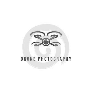 Flying Drone Camera Lens Photography Video Logo Design Vector