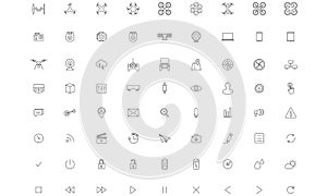 Flying Drone, Camera Vector Icon set